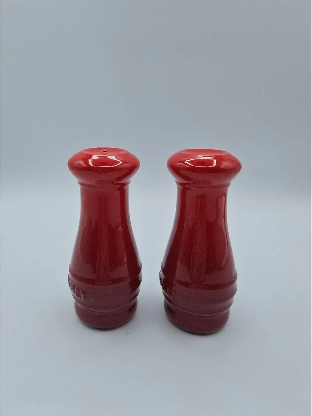 Le Creuset Cerise Red Stoneware Salt & Pepper Shakers 5